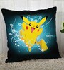 Pikachu Pokmon Black & Blue Silk Cushion Cover