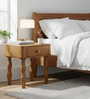 Pillar Acacia Wood Bedside Table in Natural Finish