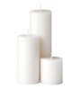 Set Of 3 White Wax Pillar Candles