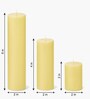 Set Of 3 Yellow Wax Pillar Candles