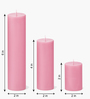 Set Of 3 Pink Wax Pillar Candles