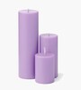 Set Of 3 Purple Wax Pillar Candles