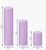 Set Of 3 Purple Wax Pillar Candles