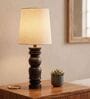 White Pillar Mango Wood Table Lamp