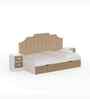 Pillowcastle Single Upholstered Bed With SideTable & Brown Upholstered Panels