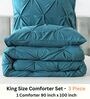 Pinch Pleat Denim Cold-Weather Comforter Kingsize With 2 Pillow Covers.