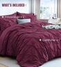 Pinch Pleat Plum Cold-Weather Comforter King Size With 2 Pillow Covers
