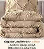 Pinch Pleat Sand Cold-Weather Comforter King Size With 2 Pillow Covers