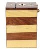 Pine And Sheesham Wood Handcrafted Square Piggy Bank