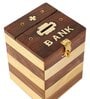 Pine And Sheesham Wood Handcrafted Square Piggy Bank