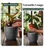 PINE Grey 12 Inch German Polymer Round Plant Container With Saucer