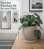 PINE Marble White 12 Inch German Polymer Round Plant Container With Saucer