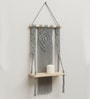 (1Pc) Grey Cotton Macrame Hanging Shelf