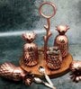Reflections Copper Iron 3 Pcs Condiment Jar with Spoon & Tray
