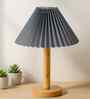 Pinewood Table Lamps, Fabric Linen Lampshade, Pleated Grey