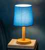 Pinewood Table Lamps for Nightstand, Fabric Linen Lampshade Desk Lamp, Morden Minimalist Bedside Lamps, Bedroom Nightstand Lamp Living Room,Kids Room Turquoise