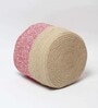 (1Pc) Pink & Beige Jute Handwoven Multipurpose Planter & Storage Basket