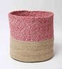 (1Pc) Pink & Beige Jute Handwoven Multipurpose Planter & Storage Basket