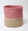 (1Pc) Pink & Beige Jute Handwoven Multipurpose Planter & Storage Basket
