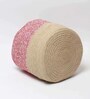 (1Pc) Pink & Beige Jute Handwoven Multipurpose Planter & Storage Basket