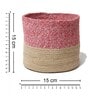 (1Pc) Pink & Beige Jute Handwoven Multipurpose Planter & Storage Basket