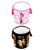Pink & Black Cotton Foldable 45 Litres Laundry Basket (Set Of 2 )