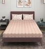 Pink & Cream Glace Cotton Geometric Print Elastic Fitted King Bedsheet With 2 Pillow Covers