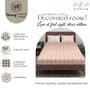Pink & Cream Glace Cotton Geometric Print Elastic Fitted King Bedsheet With 2 Pillow Covers