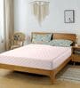Pink & Green Glace Cotton Striped Elastic Fitted King Bedsheet With 2 Pillow Covers