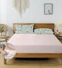 Pink & Green Glace Cotton Striped Elastic Fitted King Bedsheet With 2 Pillow Covers