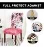Pink Printed Polyester Blend 14x38 Inches Chair Covers (Set of 6)