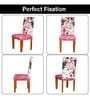 Pink Printed Polyester Blend 14x38 Inches Chair Covers (Set of 6)