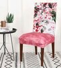 Pink Printed Polyester Blend 14x38 Inches Chair Covers (Set of 6)