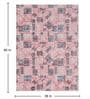 Pink & Teal Block Print Polyester 3 ft x 5 ft Machine Made Carpet