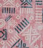 Pink & Teal Block Print Polyester 4 ft x 6 ft Machine Made Carpet