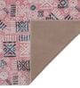 Pink & Teal Block Print Polyester 5 ft x 7 ft Machine Made Carpet