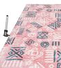 Pink & Teal Block Print Polyester 8 ft x 10 ft Machine Made Carpet