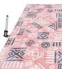 Pink & Teal Block Print Polyester 9 ft x 12 ft Machine Made Carpet