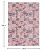Pink & Teal Block Print Polyester 9 ft x 12 ft Machine Made Carpet