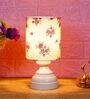 Pink & White Shade Table Lamp With Metal Base