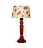 George Pink & White Fabric Shade Night Lamp With Wood Base
