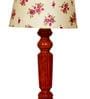 George Pink & White Fabric Shade Night Lamp With Wood Base