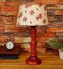 Regis Pink & White Fabric Shade Night Lamp With Wood Base