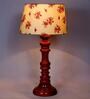 Regis Pink & White Fabric Shade Night Lamp With Wood Base