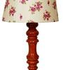Regis Pink & White Fabric Shade Night Lamp With Wood Base
