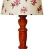 Fenerty Pink & White Fabric Shade Night Lamp With Wood Base
