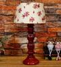 Manderley Pink & White Fabric Shade Night Lamp With Wood Base