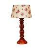 Manderley Pink & White Fabric Shade Night Lamp With Wood Base