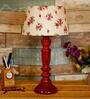 Fenerty Pink & White Fabric Shade Night Lamp With Wood Base