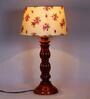 Manderley Pink & White Fabric Shade Night Lamp With Wood Base